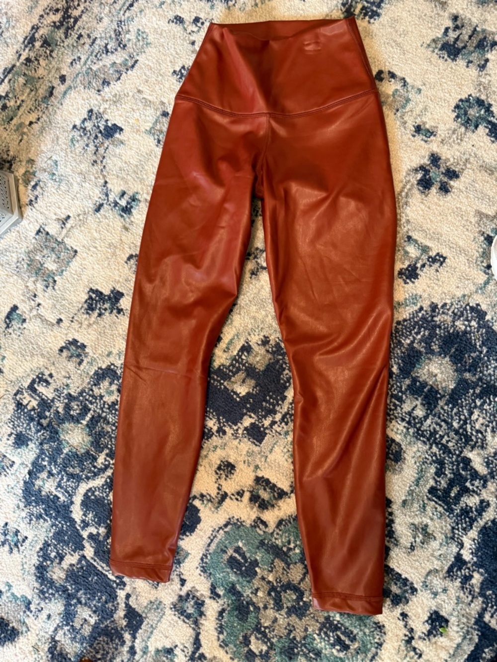 90 Degree by Reflex Faux Leather High-Waisted Leggings in Rust Women’s size S
